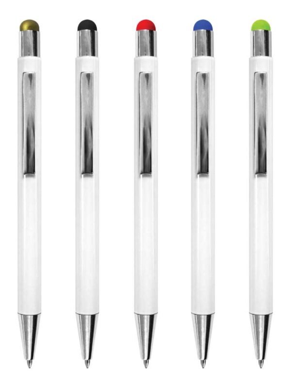 White Metal Pen with Stylus Pen