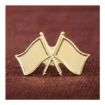 Twin Flag Metal Badges Golden Imprint Your Country Flag