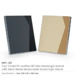 Two-Toned PU Leather Awards with Aluminum Frame & Stand in Luxury Box
