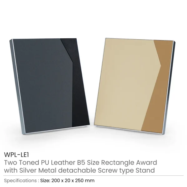 Two-Toned PU Leather Awards with Aluminum Frame & Stand in Luxury Box