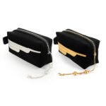 Black Multi-Purpose Utility & Cosmetic Pouch with Bisht Embroidery
